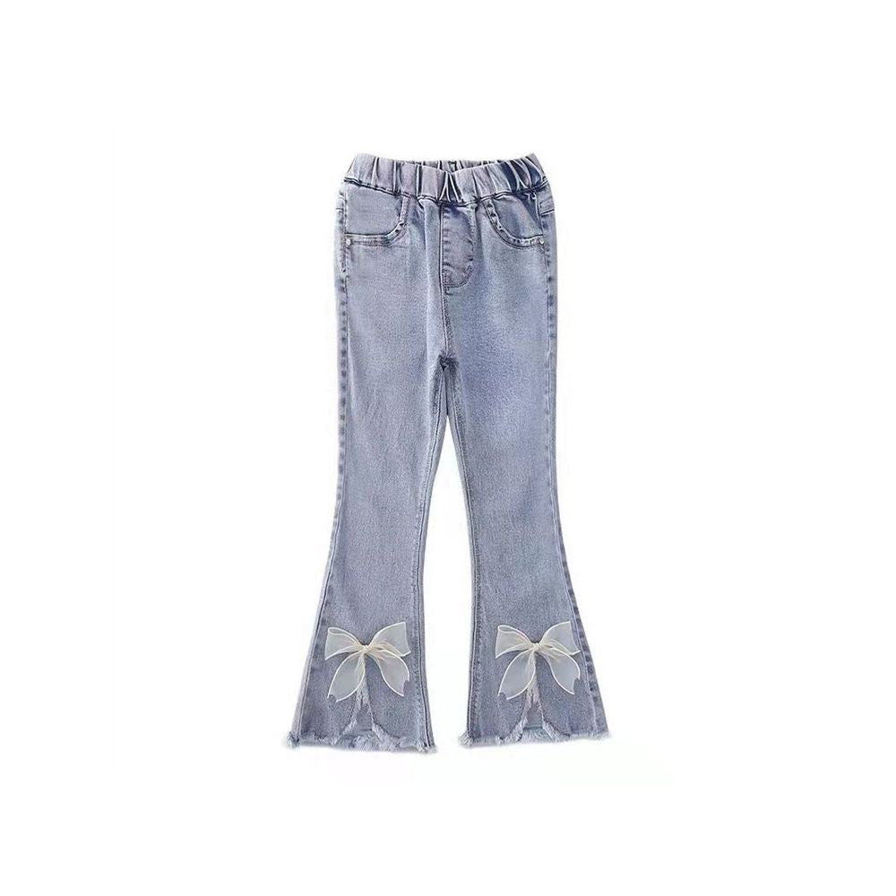 Children s denim bell bottoms 2025 Spring and Autumn style girls pants baby casual pants girls outdoor wear stylish thin style image 4