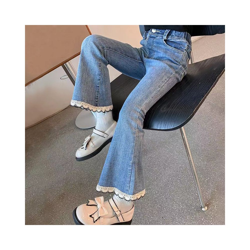 Children s denim bell bottoms 2025 Spring and Autumn style girls pants baby casual pants girls outdoor wear stylish thin style