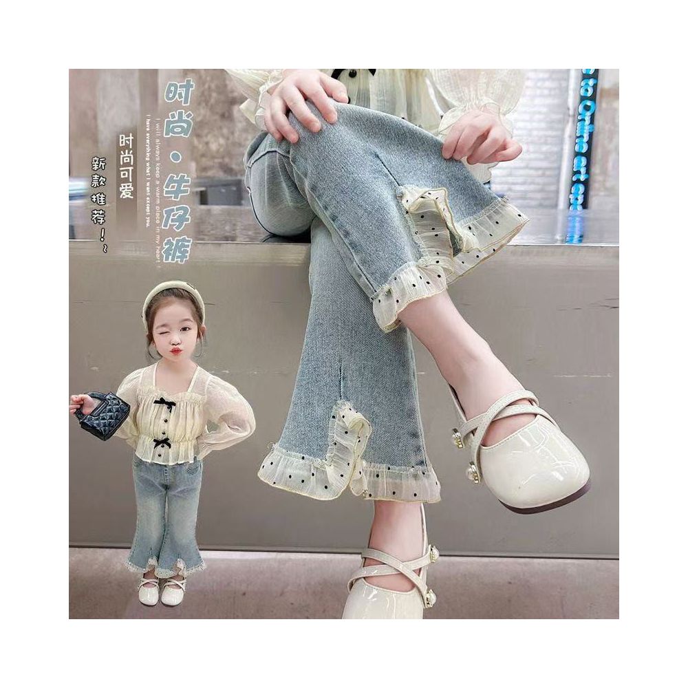 Children s denim bell bottoms 2025 Spring and Autumn style girls pants baby casual pants girls outdoor wear stylish thin style
