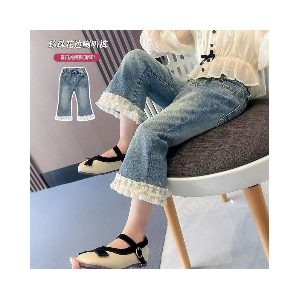 Children s denim bell bottoms 2025 Spring and Autumn style girls pants baby casual pants girls outdoor wear stylish thin style