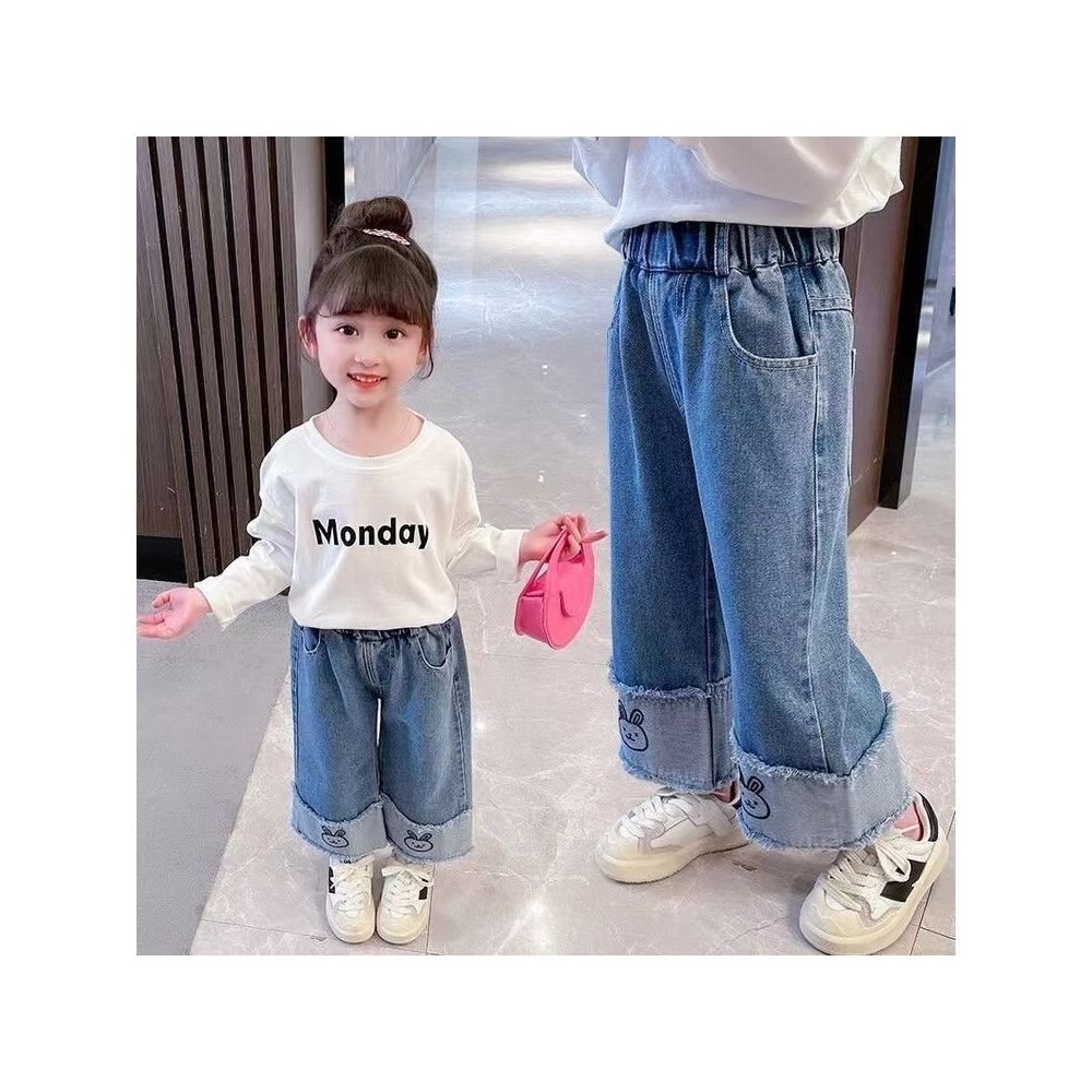 Children s denim bell bottoms 2025 Spring and Autumn style girls pants baby casual pants girls outdoor wear stylish thin style