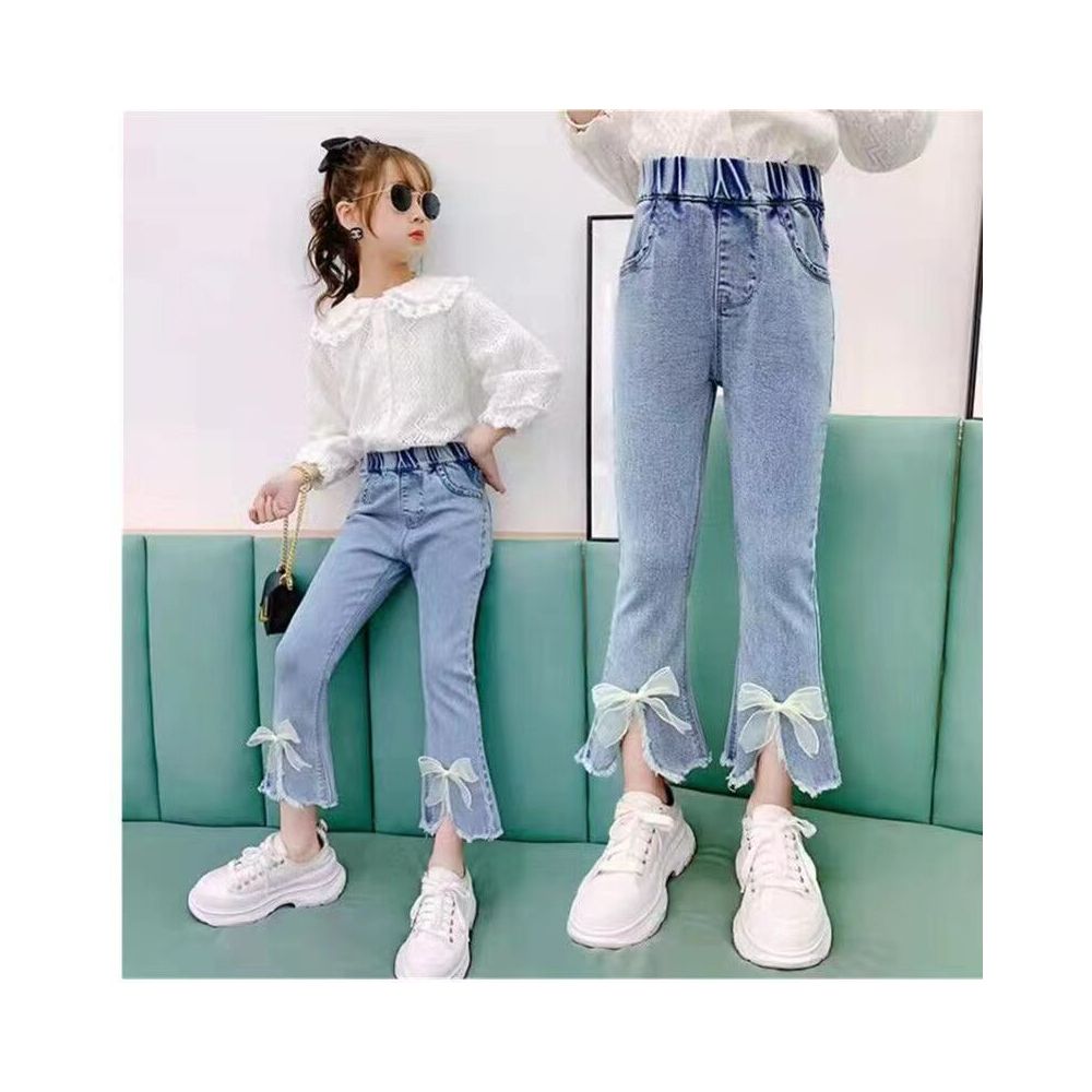Children s denim bell bottoms 2025 Spring and Autumn style girls pants baby casual pants girls outdoor wear stylish thin style