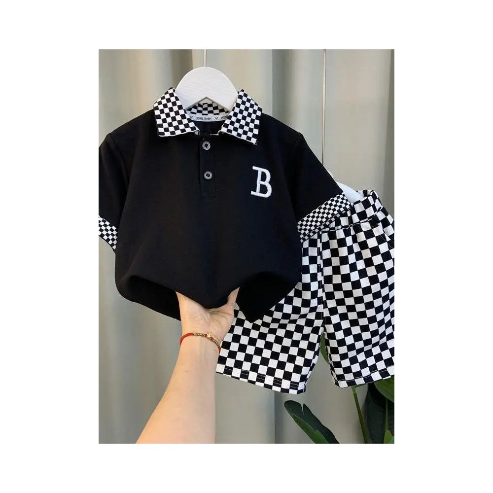 Male New style trendy short sleeved boy and baby summer clothes explosive street clothes fashionable set for children s hooligans image 0