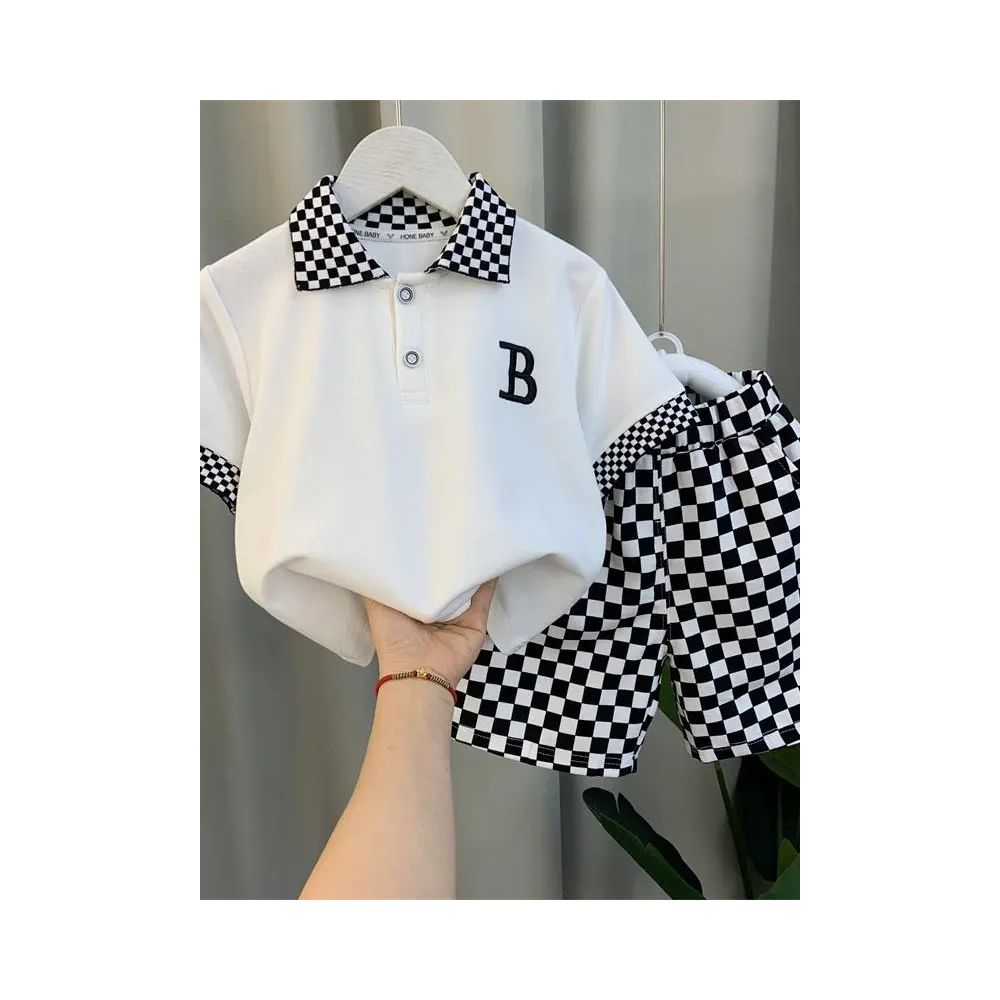 Male New style trendy short sleeved boy and baby summer clothes explosive street clothes fashionable set for children s hooligans image 1