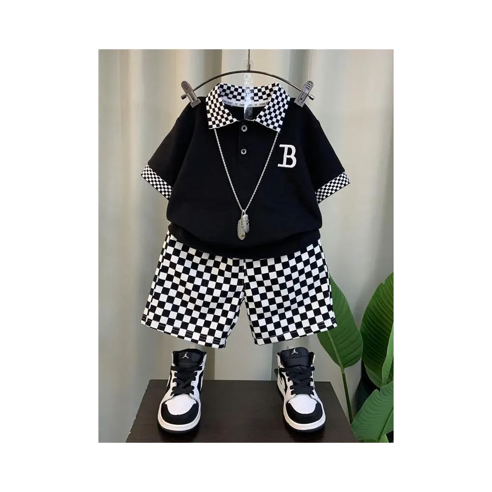 Male New style trendy short sleeved boy and baby summer clothes explosive street clothes fashionable set for children s hooligans image 2