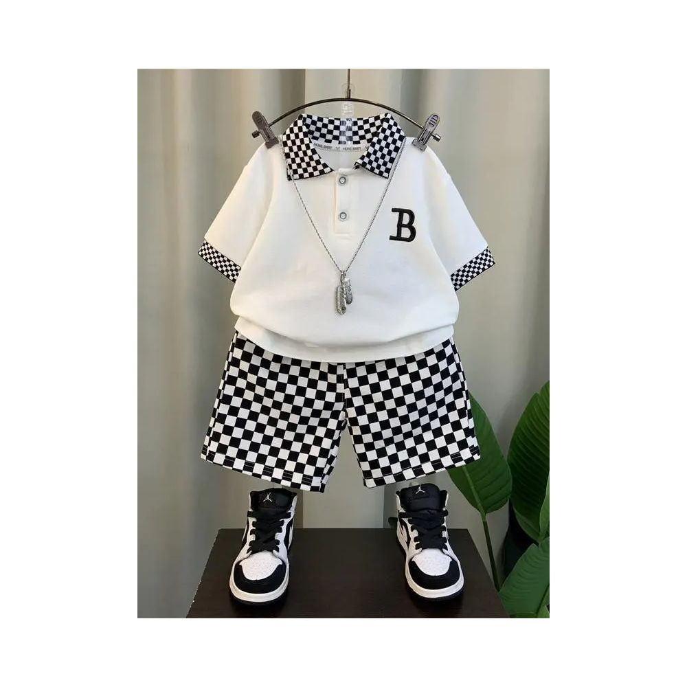 Male New style trendy short sleeved boy and baby summer clothes explosive street clothes fashionable set for children s hooligans image 3