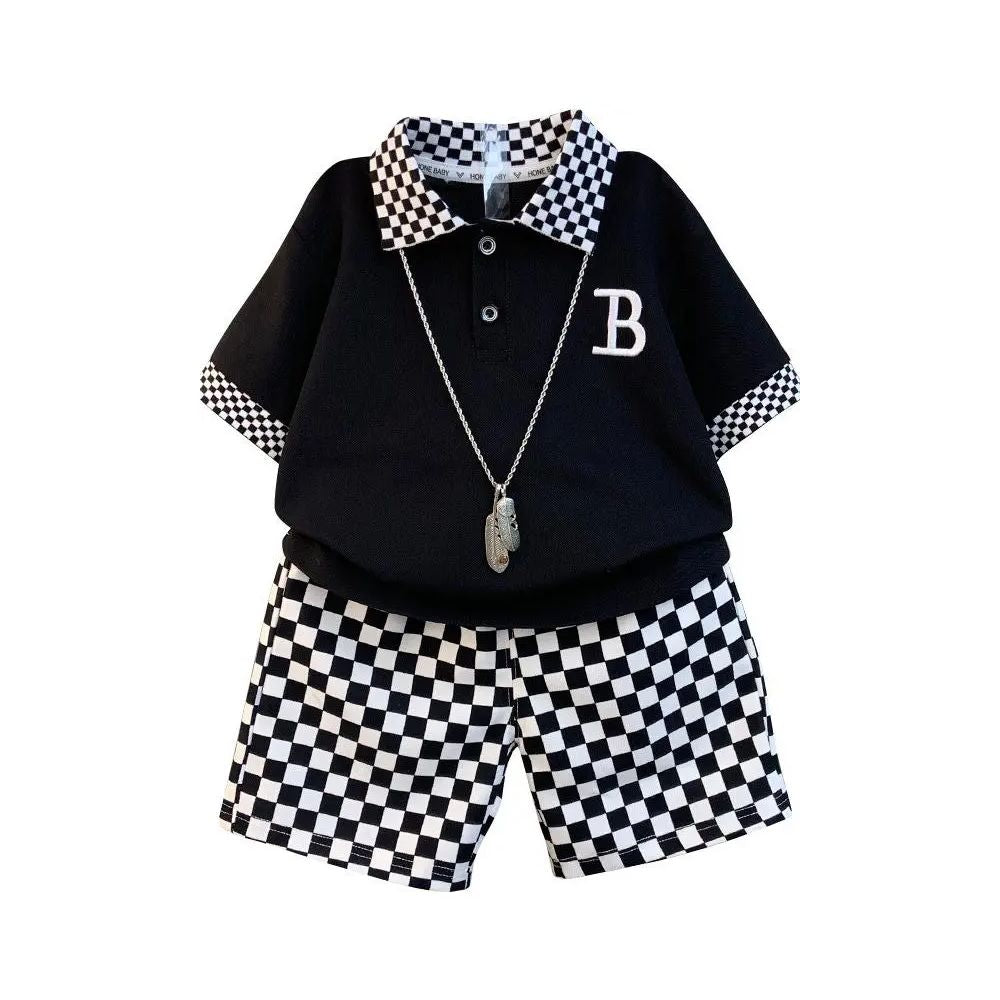 Male New style trendy short sleeved boy and baby summer clothes explosive street clothes fashionable set for children s hooligans image 4