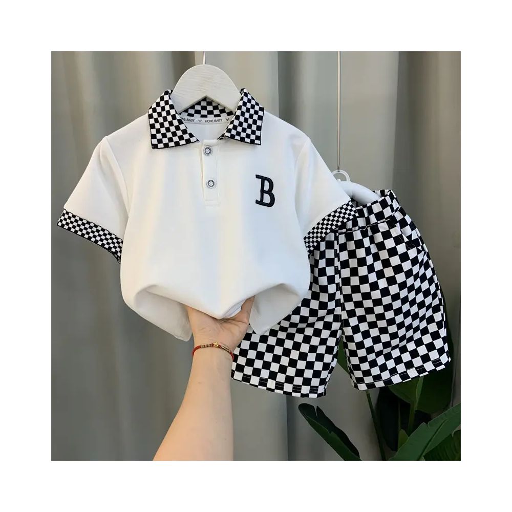 Male New style trendy short sleeved boy and baby summer clothes explosive street clothes fashionable set for children s hooligans