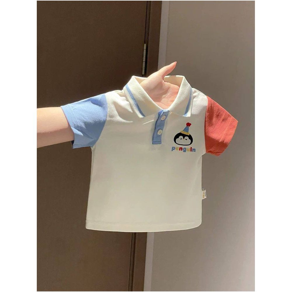 Baby Summer Short Sleeve Set Thin Cute Boys and Girls New Cartoon Embroidered Polo Shirt Shorts Two Piece Set image 2