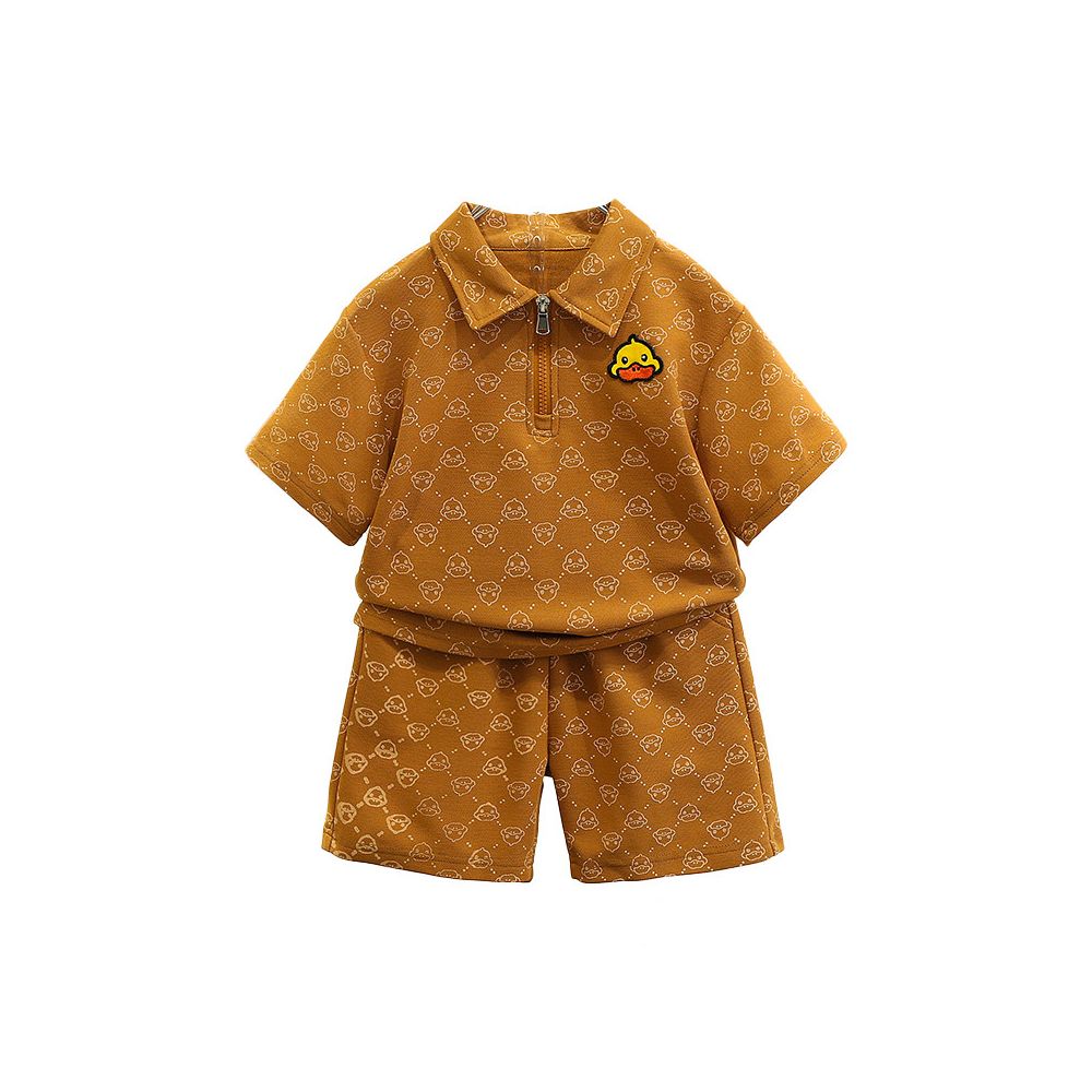 Boys summer set western style children s thin POLO shirt 2025 new fashionable baby short sleeved yellow duck clothes image 4
