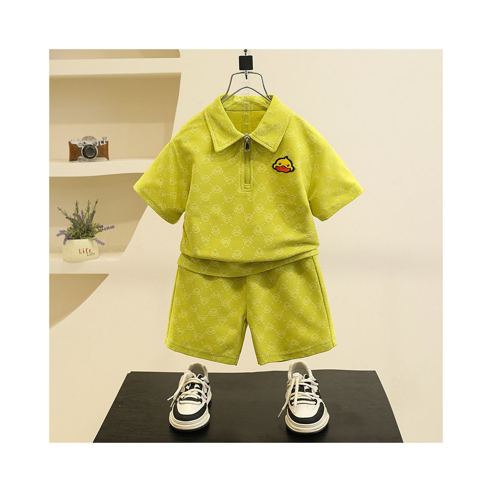 Boys summer set western style children s thin POLO shirt 2025 new fashionable baby short sleeved yellow duck clothes