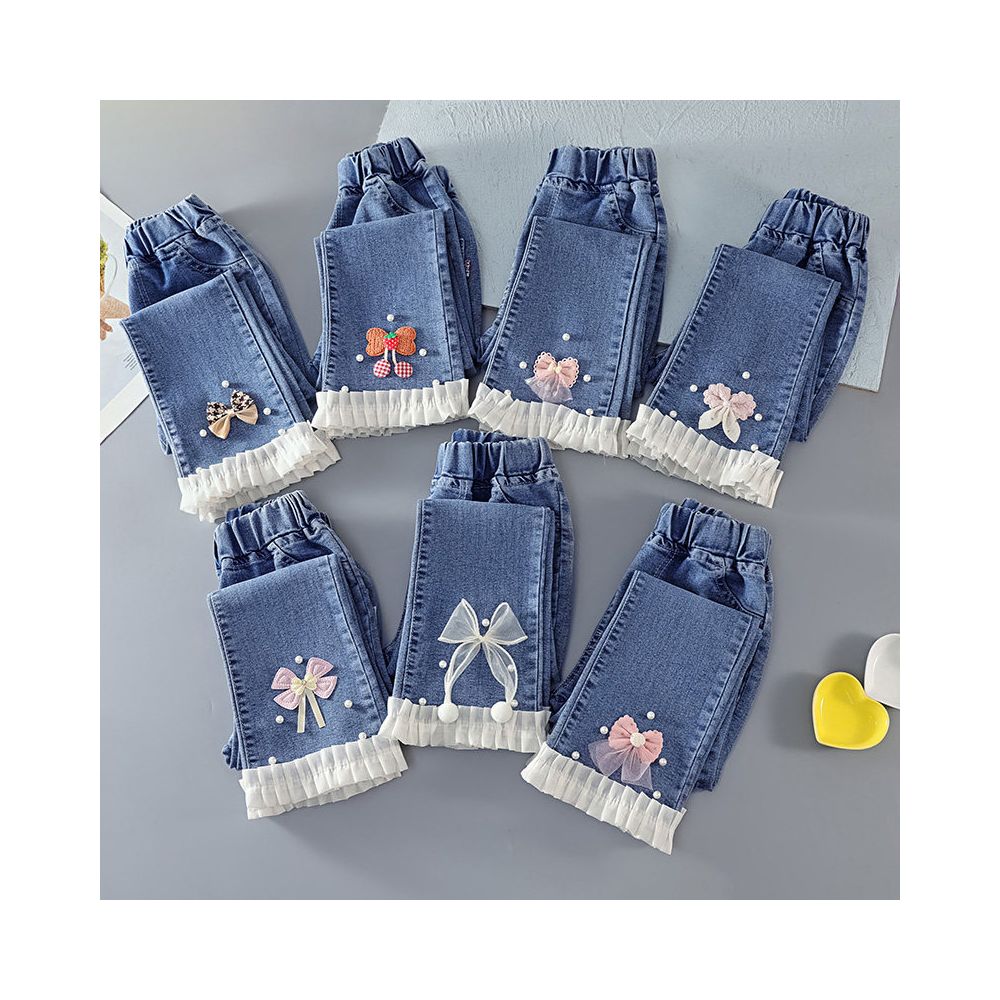 Girls jeans Spring and Autumn 2025 new style Western style children s Korean version baby middle aged children s spring clothes girls trumpet pants image 2