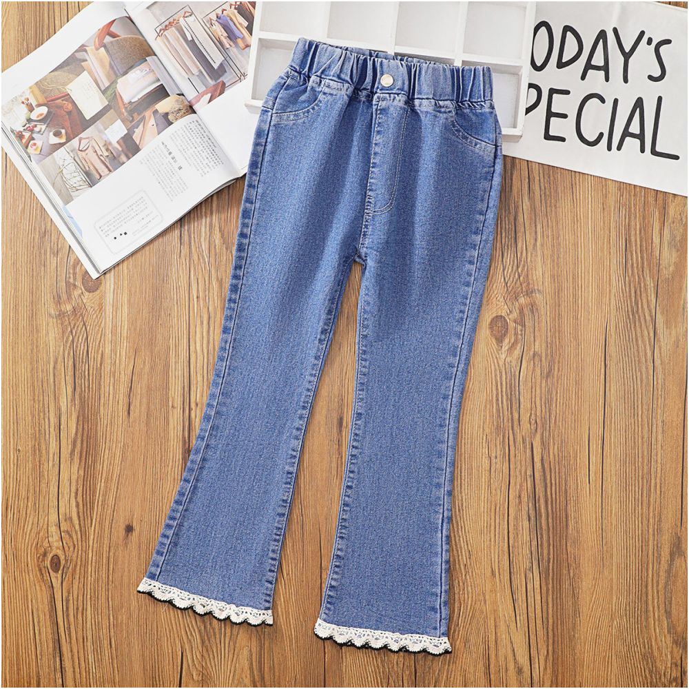 Girls jeans Spring and Autumn 2025 new style Western style children s Korean version baby middle aged children s spring clothes girls trumpet pants