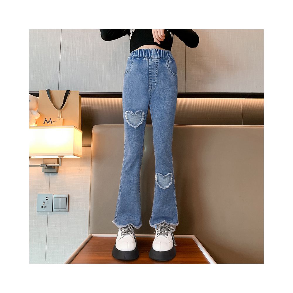 Elastic girls jeans for spring and autumn new styles for medium and large children girls children s fashion baby girls flared pants for autumn image 1