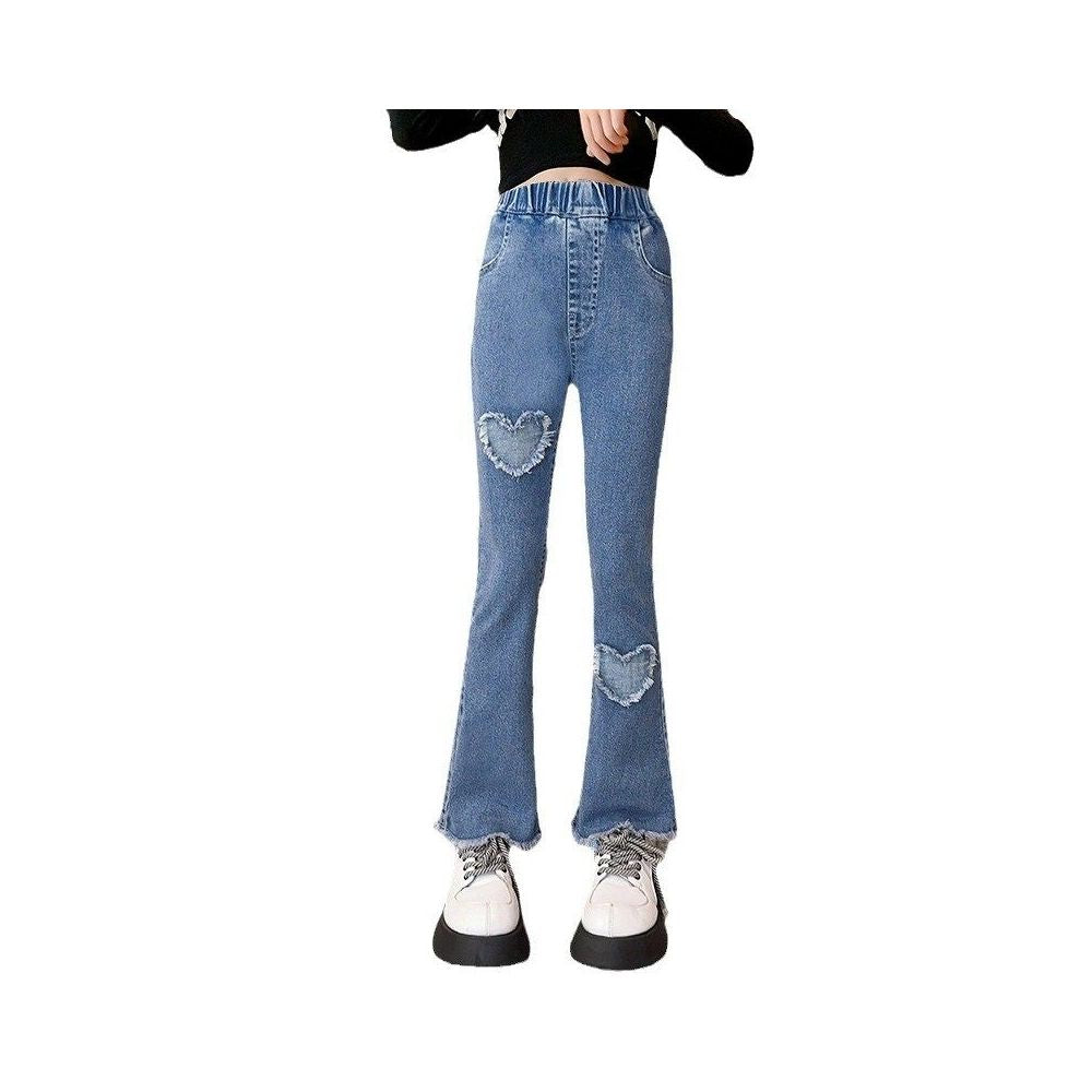 Elastic girls jeans for spring and autumn new styles for medium and large children girls children s fashion baby girls flared pants for autumn image 4