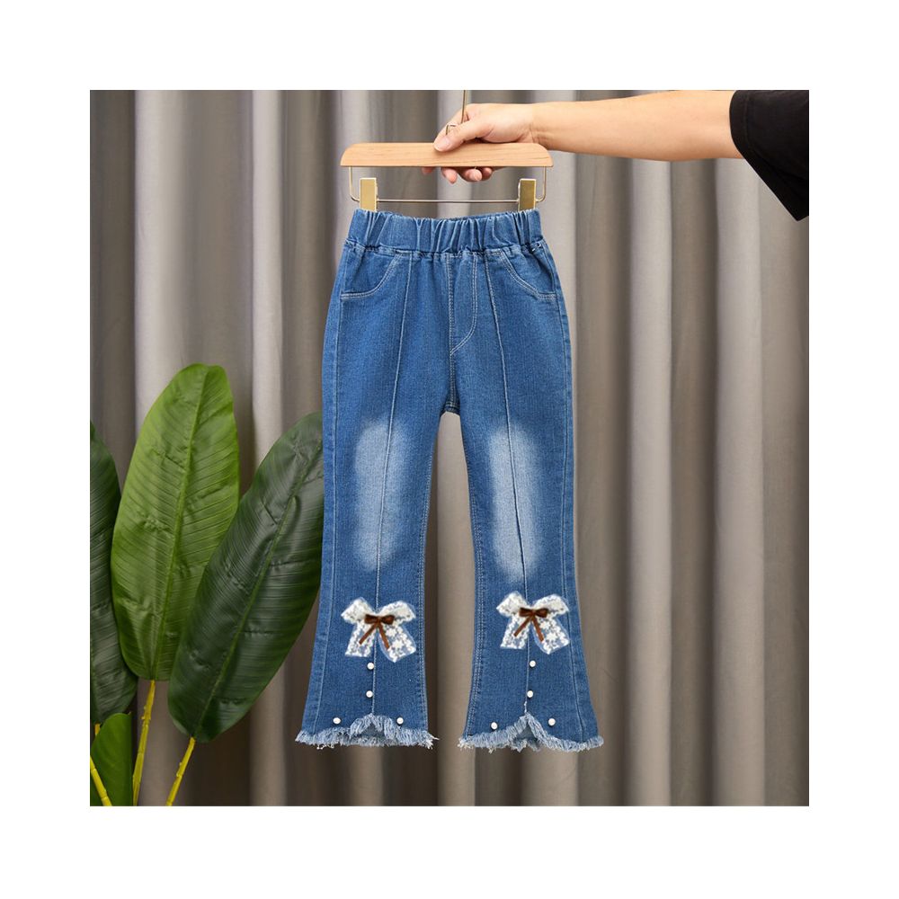 Elastic girls jeans for spring and autumn new styles for medium and large children girls children s fashion baby girls flared pants for autumn