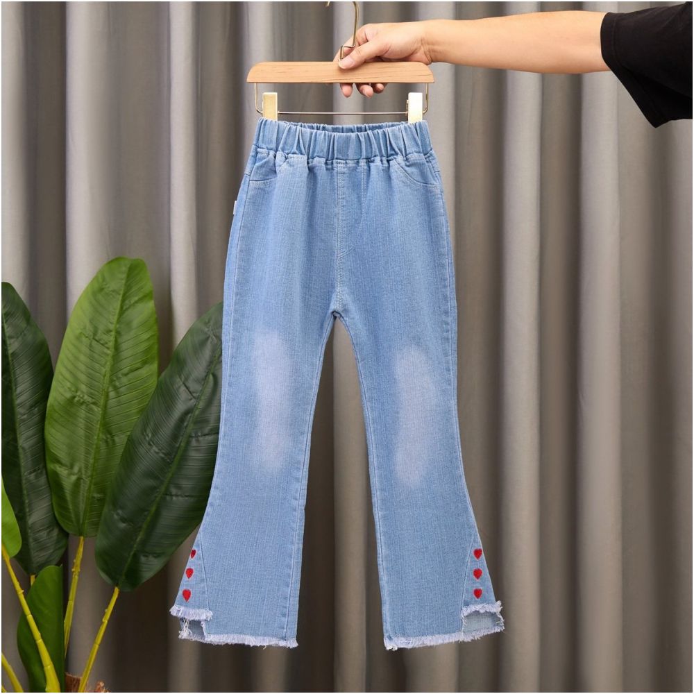 Elastic girls jeans for spring and autumn new styles for medium and large children girls children s fashion baby girls flared pants for autumn
