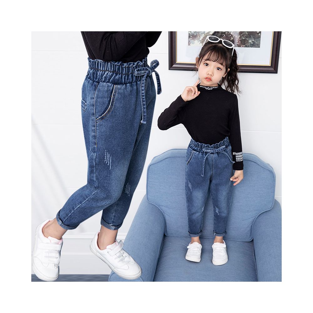 Elastic girls jeans for spring and autumn new styles for medium and large children girls children s fashion baby girls flared pants for autumn