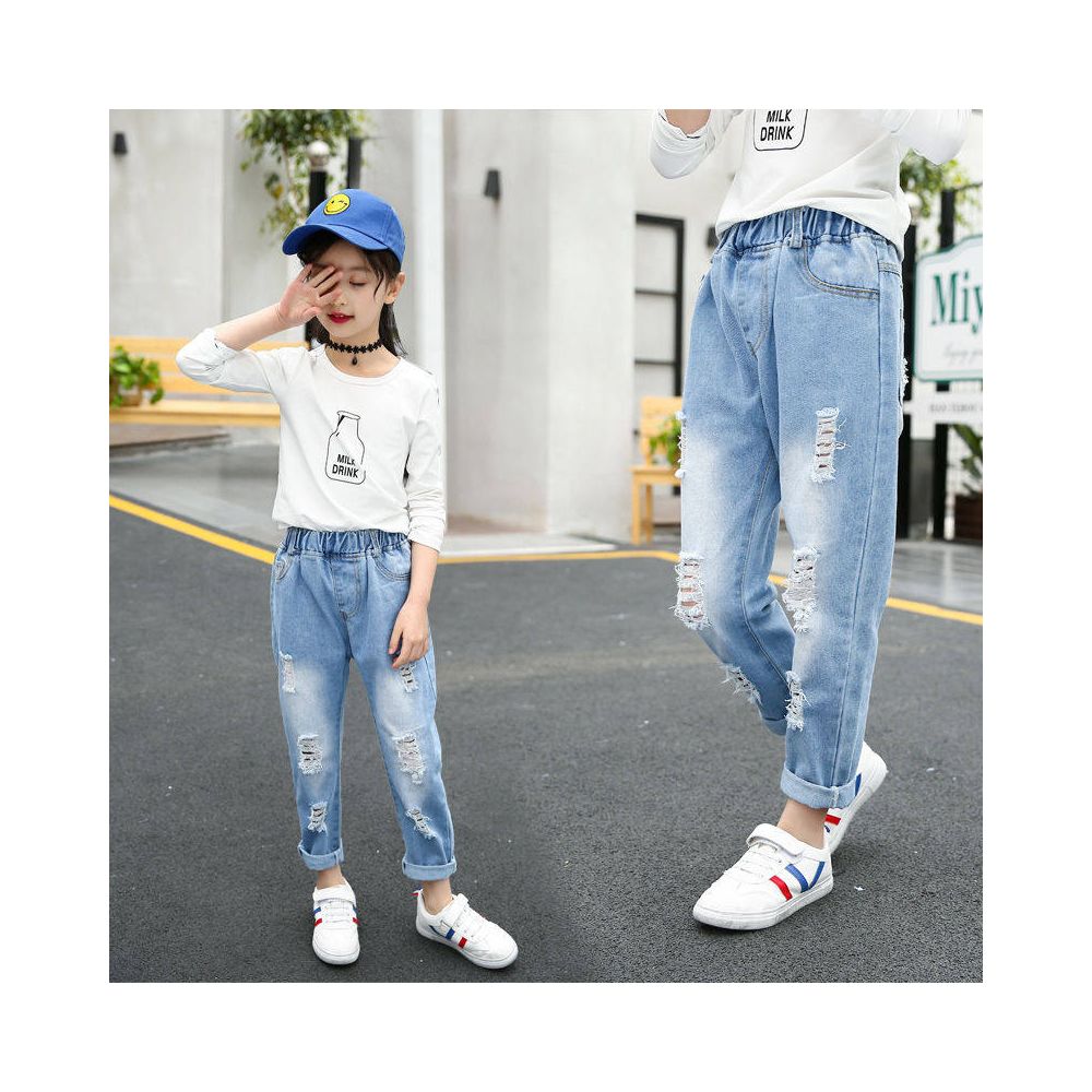 Elastic girls jeans for spring and autumn new styles for medium and large children girls children s fashion baby girls flared pants for autumn