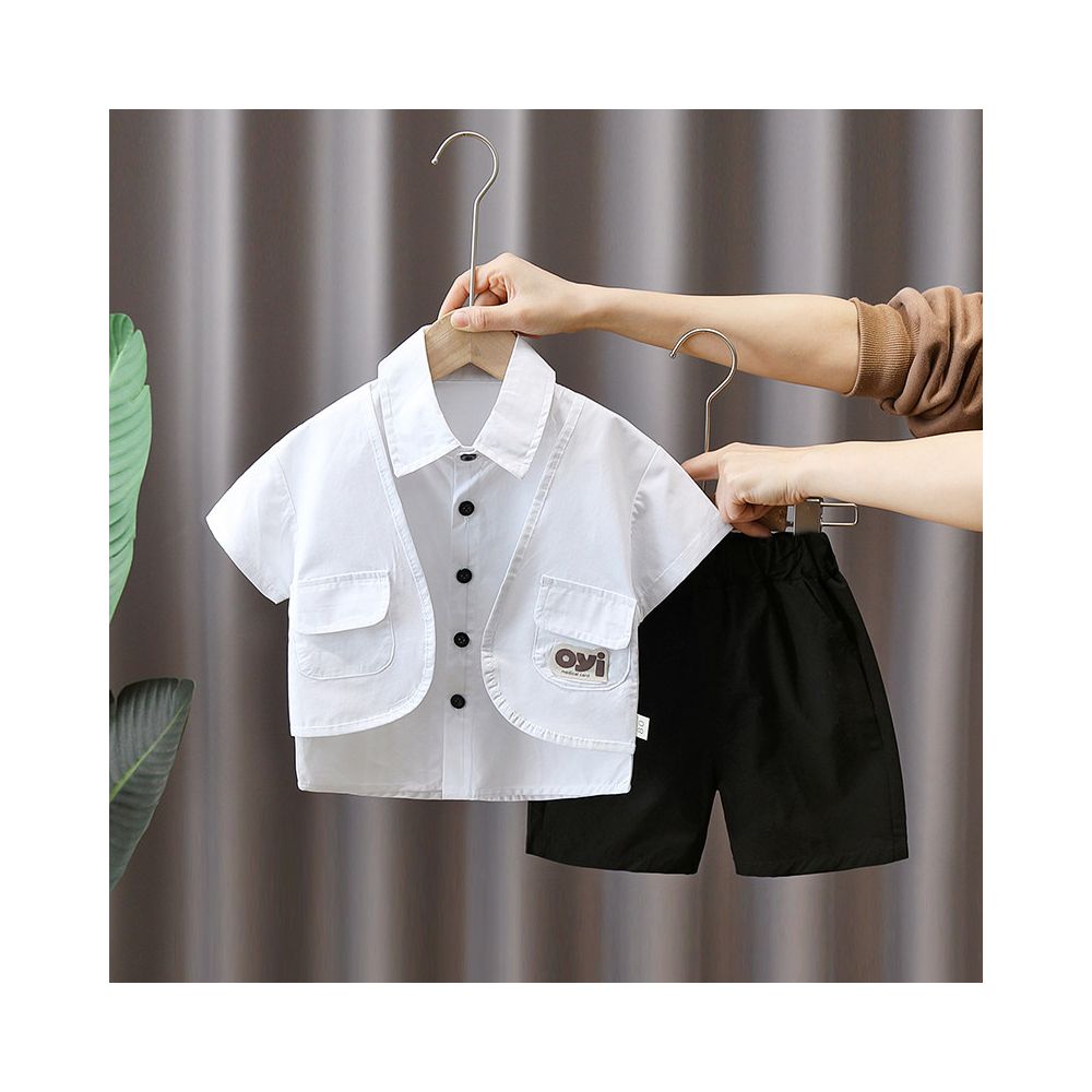 Boys summer clothes children s short sleeved set handsome 1 3 year old baby s summer clothes workwear shirt two piece set