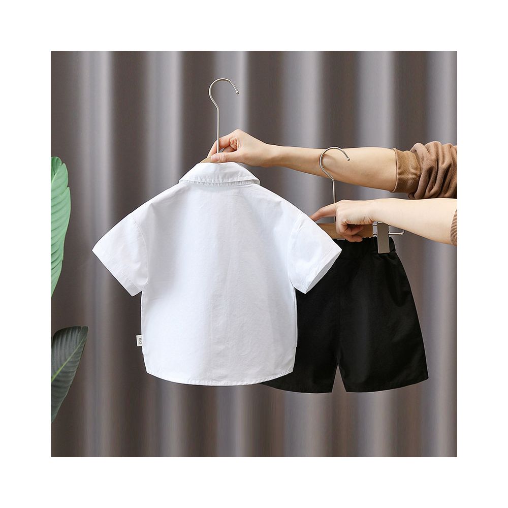 Boys summer clothes children s short sleeved set handsome 1 3 year old baby s summer clothes workwear shirt two piece set image 3
