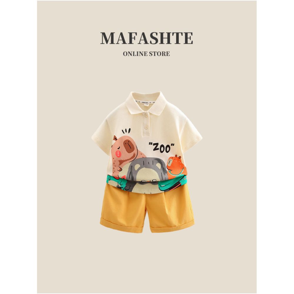 Boys Summer Set 2025 New Children s Short sleeved Summer Style Pique Handsome Boys Baby Summer Polo Set Trendy image 0