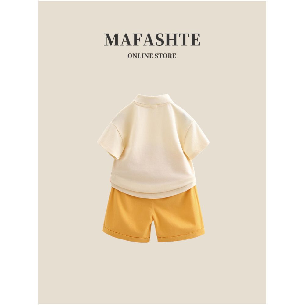 Boys Summer Set 2025 New Children s Short sleeved Summer Style Pique Handsome Boys Baby Summer Polo Set Trendy image 1