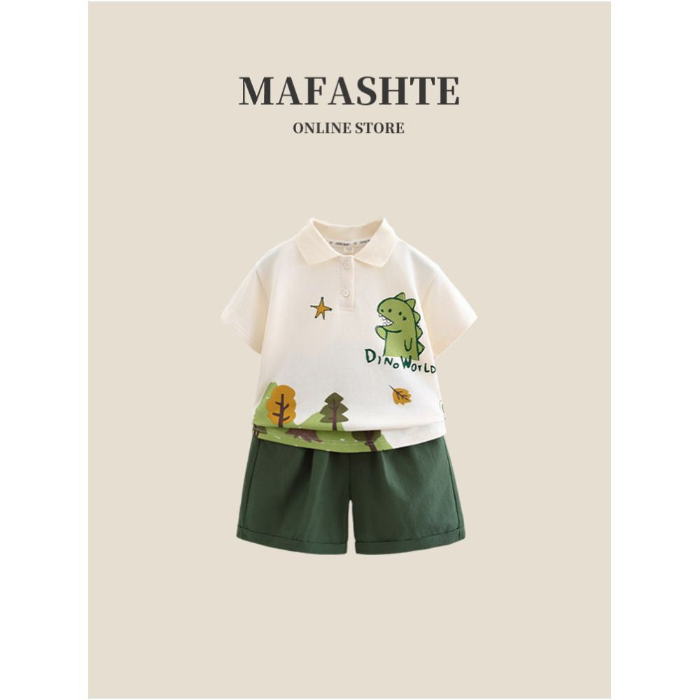 Boys Short Sleeve Set 2025 New Children s Summer Clothes Baby Summer Clothes Korean Edition Western Trendy POLO Two Piece Set image 0