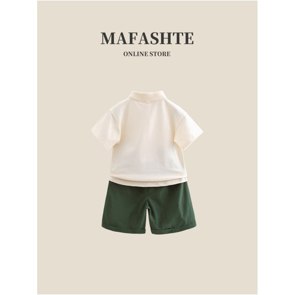 Boys Short Sleeve Set 2025 New Children s Summer Clothes Baby Summer Clothes Korean Edition Western Trendy POLO Two Piece Set image 1