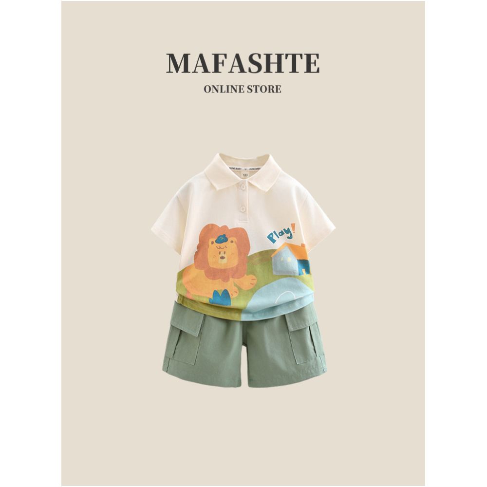 Boys Summer Dress Set 2025 New Style Children s Stylish Short Sleeve Two Piece Set Baby Clothes POLO Set Trendy image 0