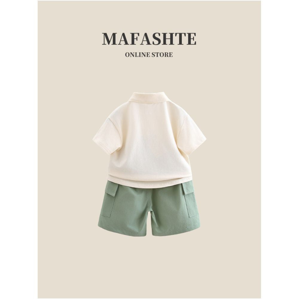 Boys Summer Dress Set 2025 New Style Children s Stylish Short Sleeve Two Piece Set Baby Clothes POLO Set Trendy image 1