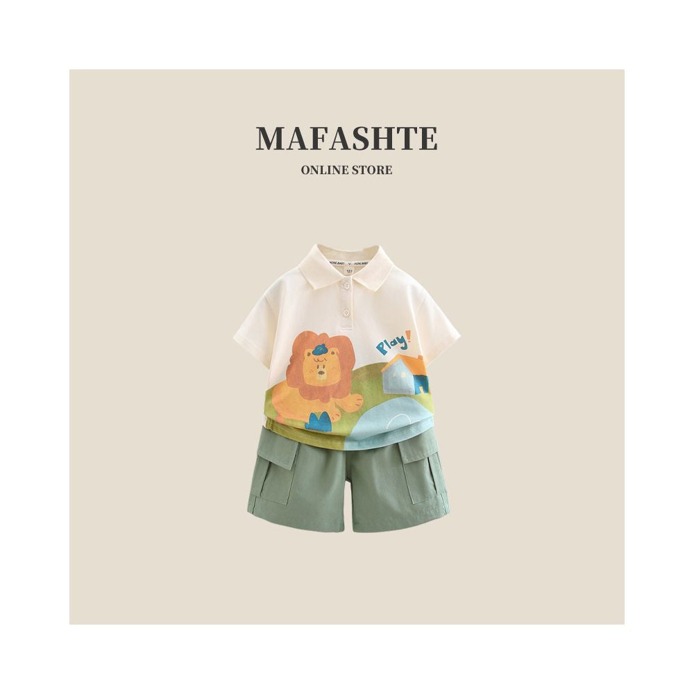 Boys Summer Dress Set 2025 New Style Children s Stylish Short Sleeve Two Piece Set Baby Clothes POLO Set Trendy