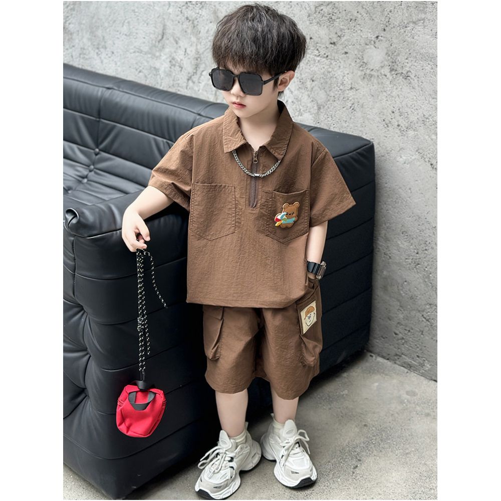 Boys Summer Short sleeved Set 2025 New Fashionable Children s Wear Sports Polo Shirt Boys Summer Fashion Clothes image 0
