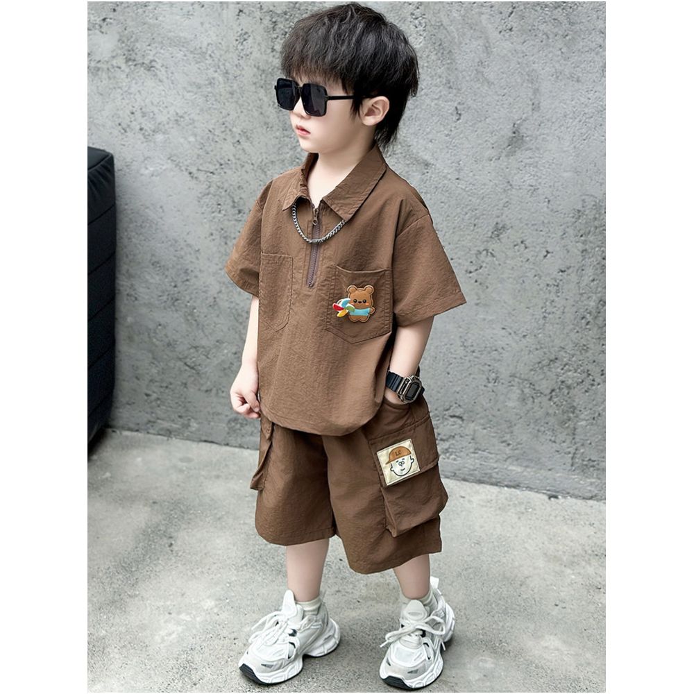 Boys Summer Short sleeved Set 2025 New Fashionable Children s Wear Sports Polo Shirt Boys Summer Fashion Clothes image 2