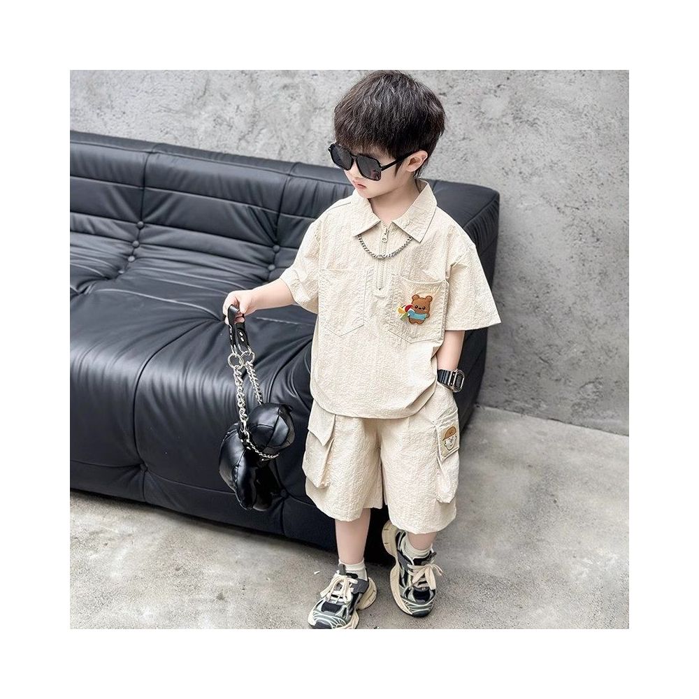 Boys Summer Short sleeved Set 2025 New Fashionable Children s Wear Sports Polo Shirt Boys Summer Fashion Clothes