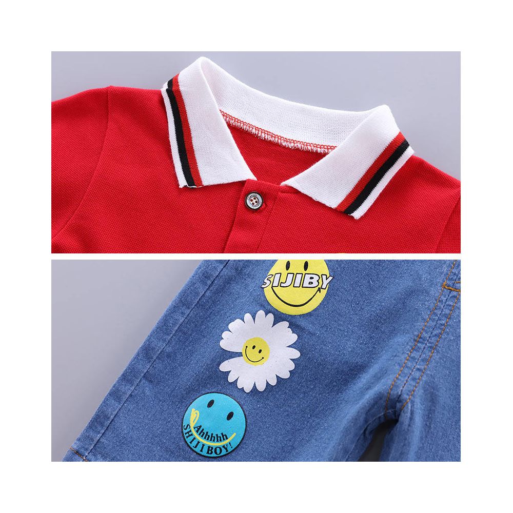 Boys cartoon short sleeved set summer 2020 new item boys baby collar polo shirt children s T shirt two piece set trendy image 4