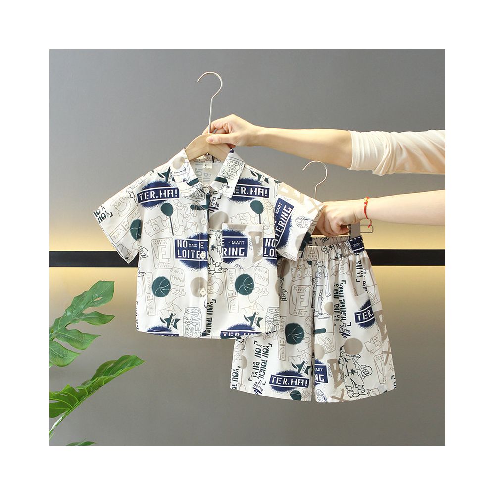 Boys summer short sleeved shirt set 2025 new style cool and stylish children s summer Korean version three piece set trendy