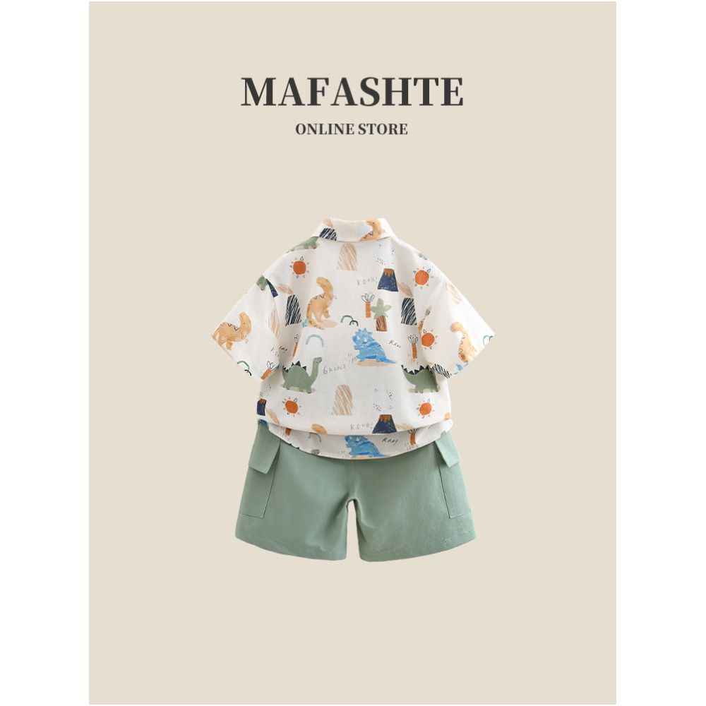 Boys Summer Shirt Set 2025 New Children s Short sleeved Summer Style Handsome Boys Baby Summer Set image 1