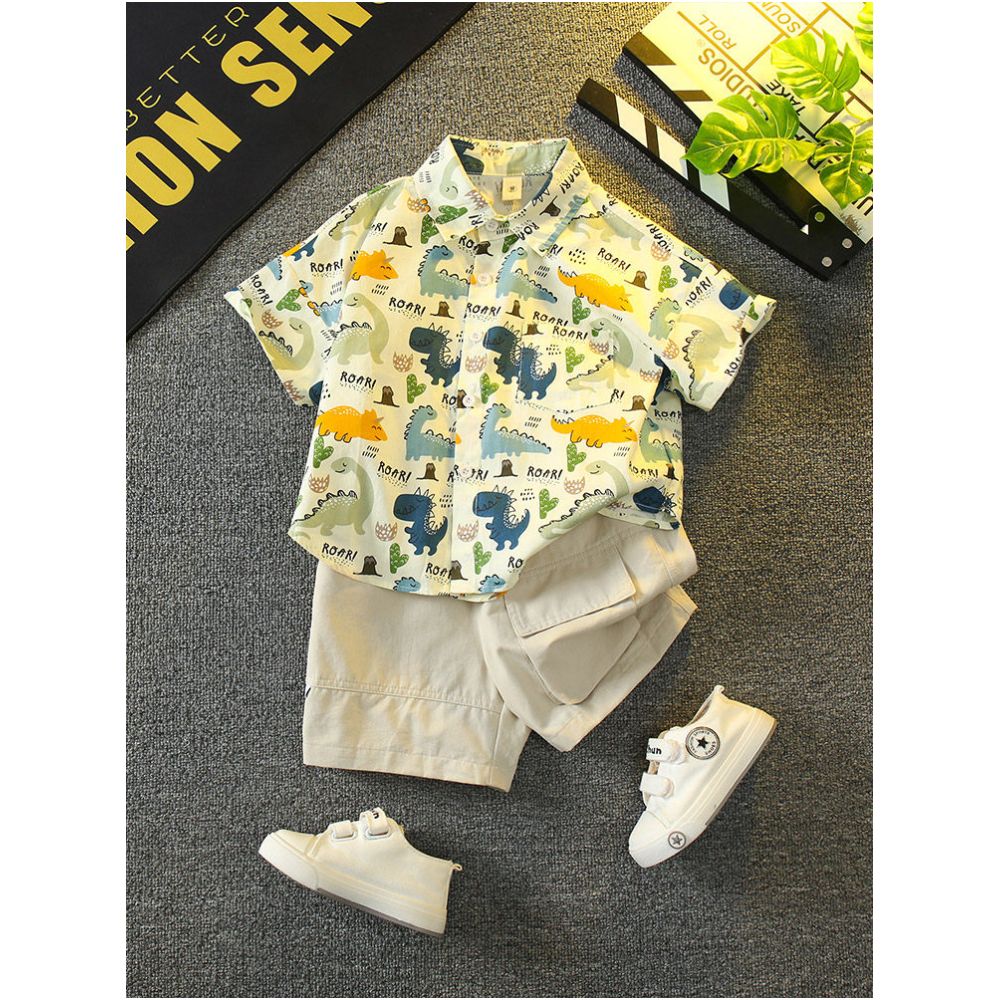 Boys summer outfit set 2025 new stylish baby summer internet famous shirt short sleeved clothes children s cool and handsome children s clothing image 0