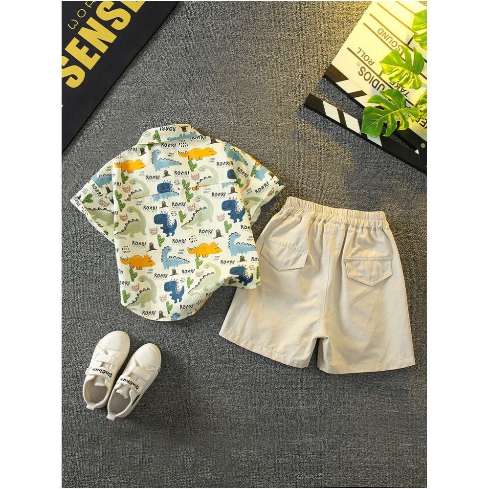 Boys summer outfit set 2025 new stylish baby summer internet famous shirt short sleeved clothes children s cool and handsome children s clothing image 2