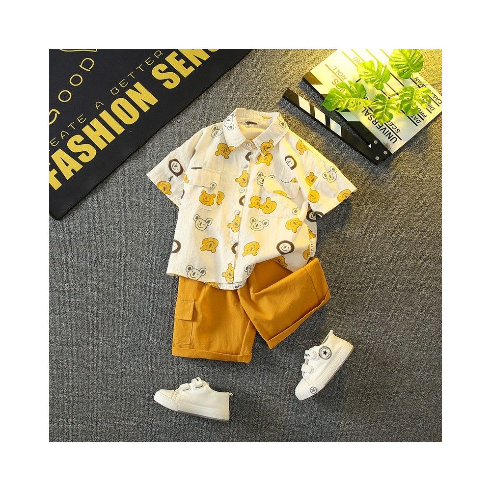 Boys summer outfit set 2025 new stylish baby summer internet famous shirt short sleeved clothes children s cool and handsome children s clothing