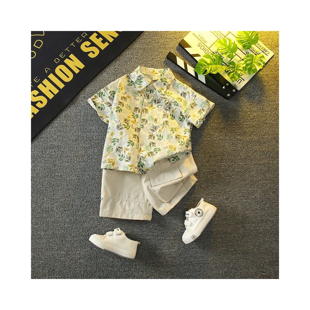 Boys summer outfit set 2025 new stylish baby summer internet famous shirt short sleeved clothes children s cool and handsome children s clothing