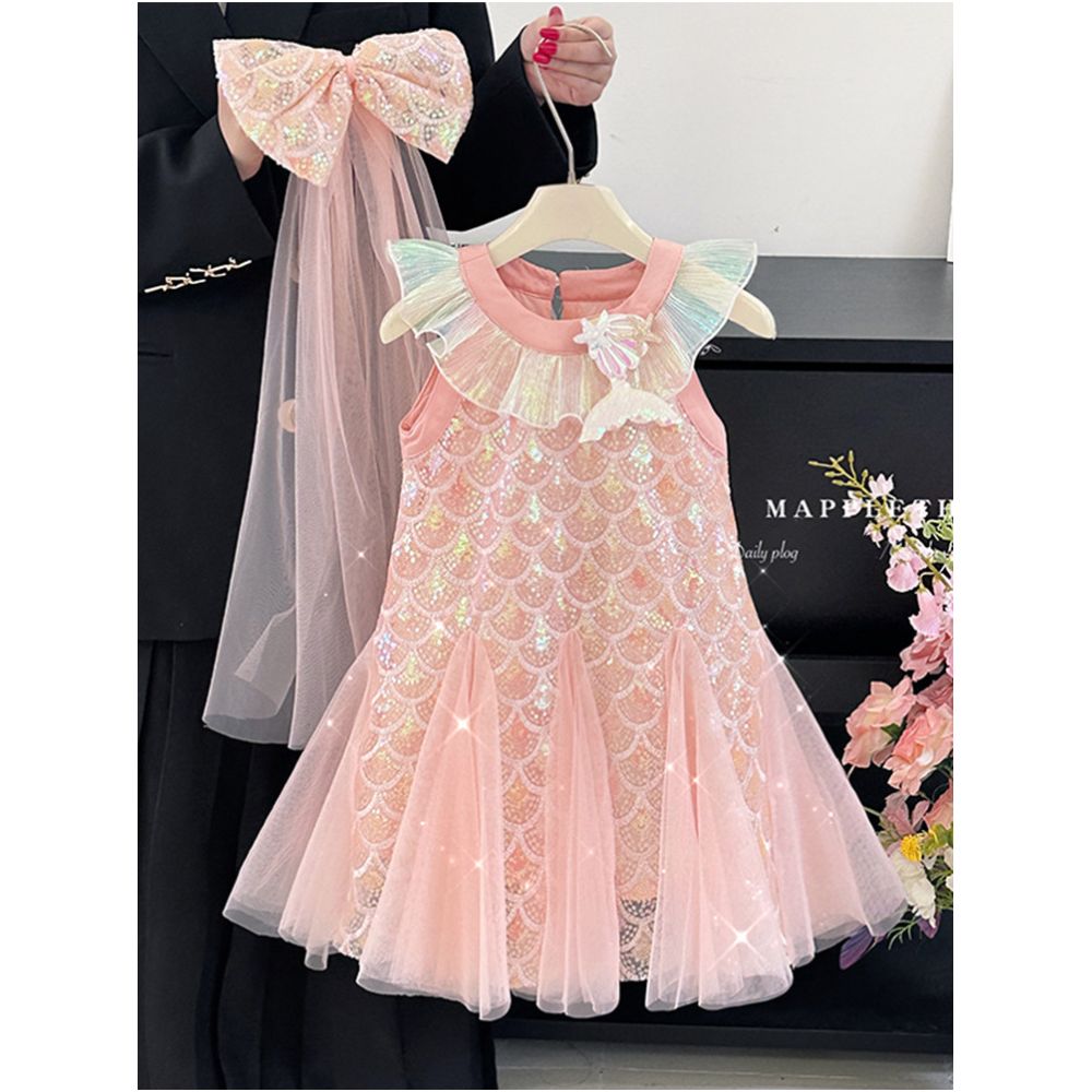 Girls dress summer new 2025 Korean version girls baby mermaid girl sequin fish tail skirt yarn skirt princess skirt image 0