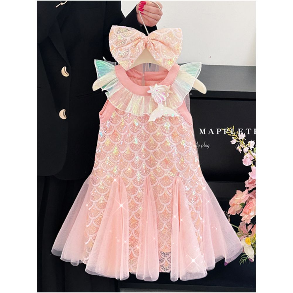 Girls dress summer new 2025 Korean version girls baby mermaid girl sequin fish tail skirt yarn skirt princess skirt image 1