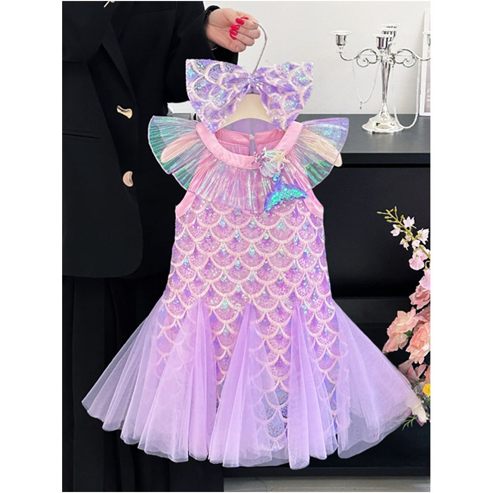 Girls dress summer new 2025 Korean version girls baby mermaid girl sequin fish tail skirt yarn skirt princess skirt image 2