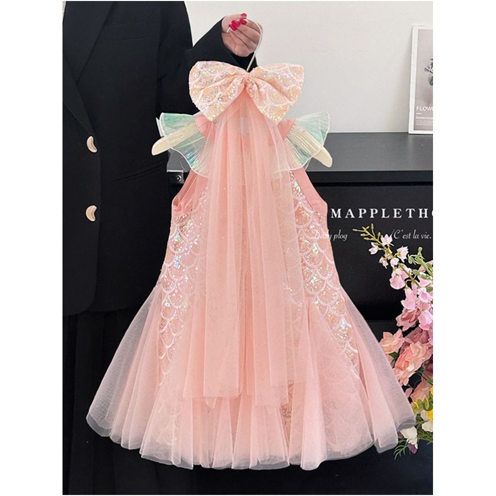 Girls dress summer new 2025 Korean version girls baby mermaid girl sequin fish tail skirt yarn skirt princess skirt image 4