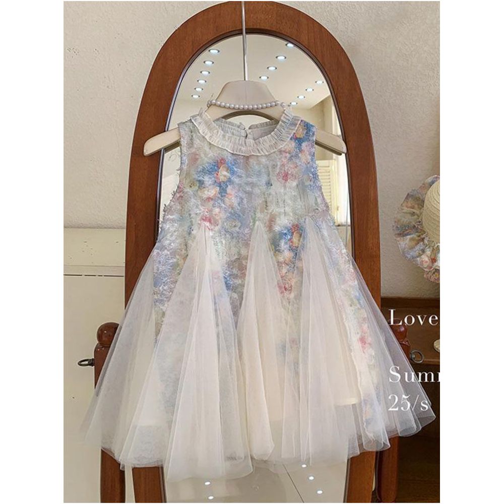 Girls summer dress high end color sequin sleeveless princess dress western style patchwork mesh dress vest skirt image 2
