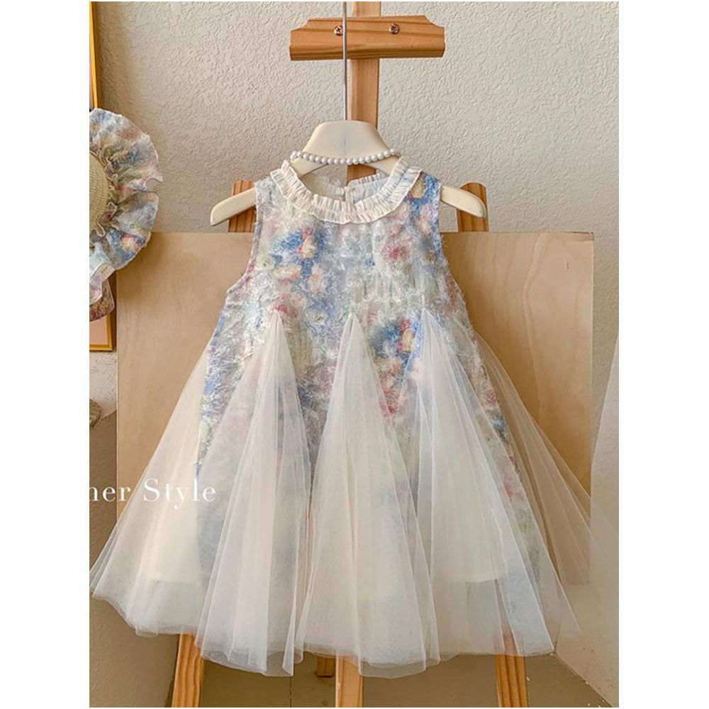 Girls summer dress high end color sequin sleeveless princess dress western style patchwork mesh dress vest skirt image 3