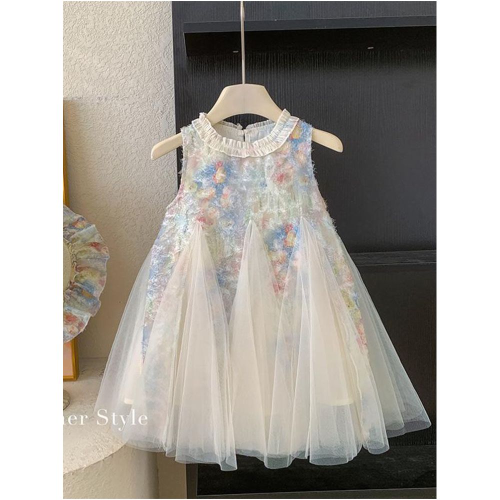 Girls summer dress high end color sequin sleeveless princess dress western style patchwork mesh dress vest skirt image 4