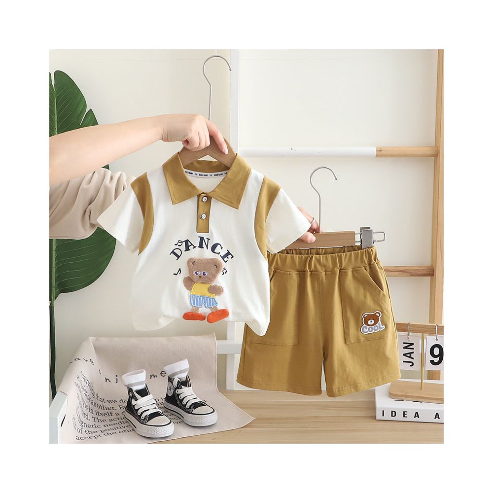 Baby clothes summer cartoon casual short sleeved shorts pure cotton set split piece one year old boy baby outdoor summer clothes